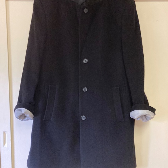 Men’s Wool Cashmere Blend Overcoat Black, Fully Lined 42 Reg - Picture 13 of 15